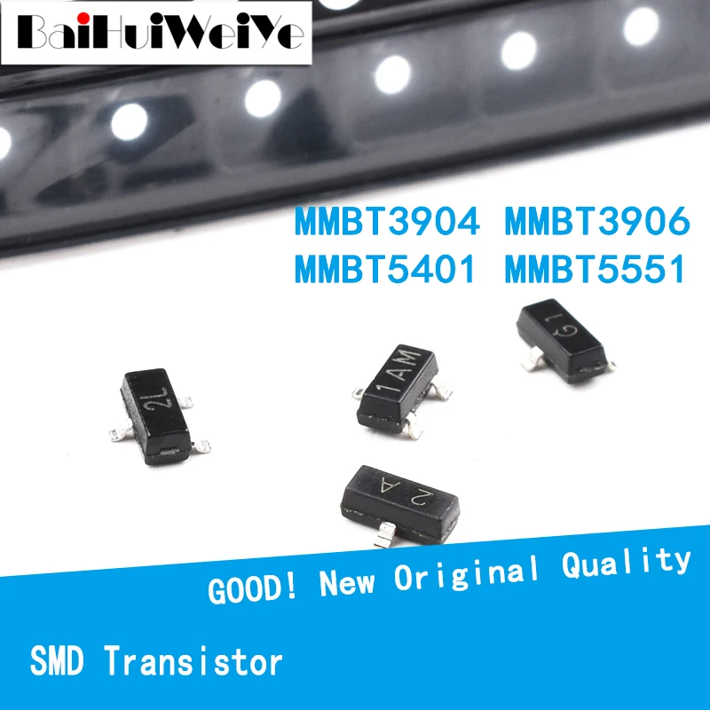 

100PCS/LOT MMBT3904 MMBT3906 MMBT5401 MMBT5551 1AM 2L G1 2A SMD Transistor New Original KIT SOT23