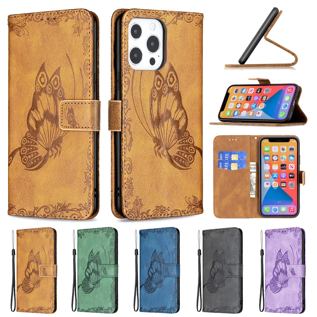 

Luxury Wallet Phone Case for iPhone 13 12 Mini 11 Pro Max X XS XR 7 8 Plus SE 2020 Funda Embossed Leather Flip Card Slot Cover
