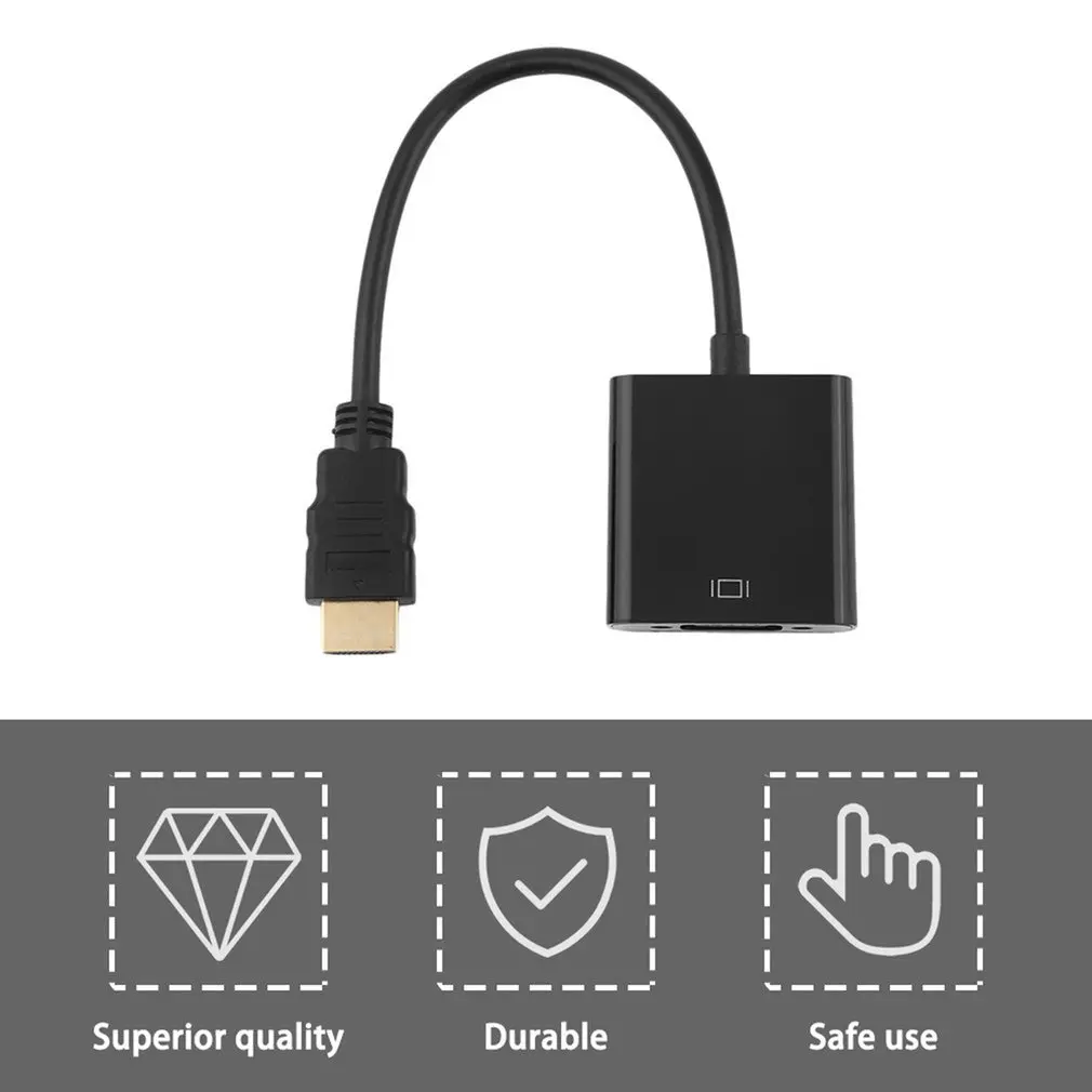 Портативный видеоконвертер HDMI в VGA адаптер Full HD 1080P штекер-гнездо кабель для HDTV ПК