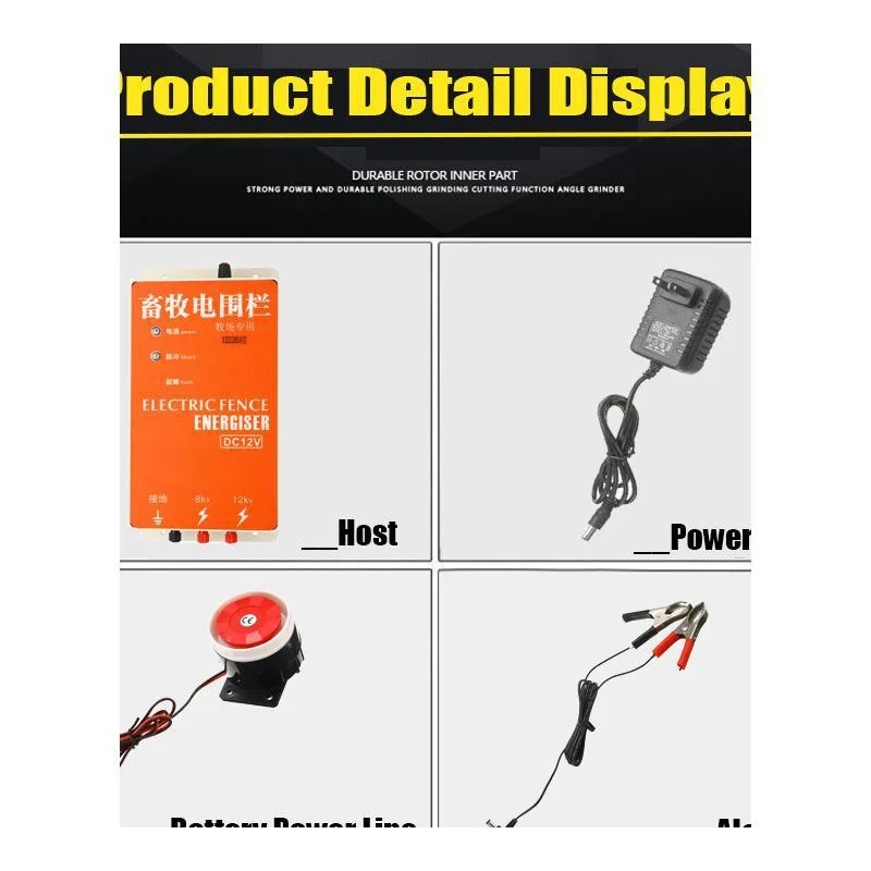 

DC 12V 5KM Solar Electric Fence for Animals Fence Charger High Voltage Pulse Controller Poultry Fence Farm Insulators