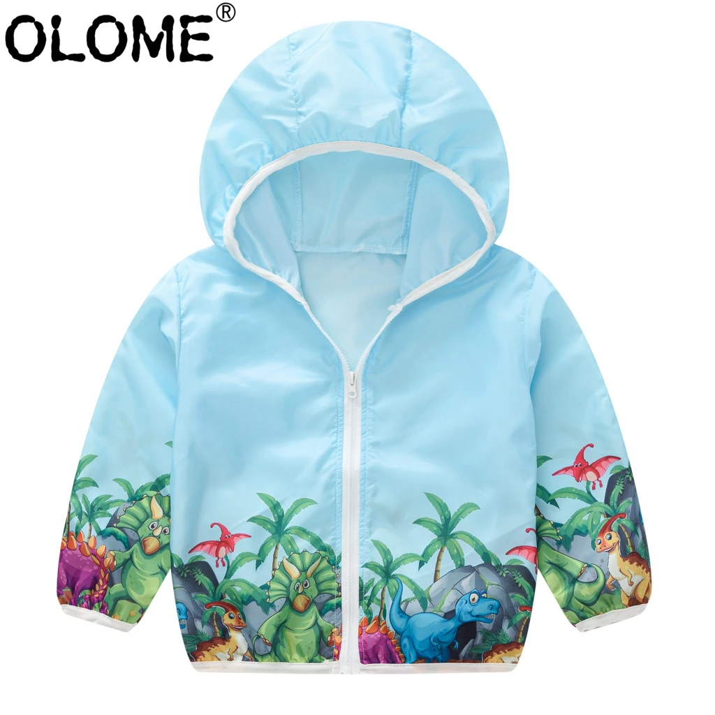 Ветровка детская с капюшоном легкая куртка цветочным принтом для мальчиков и