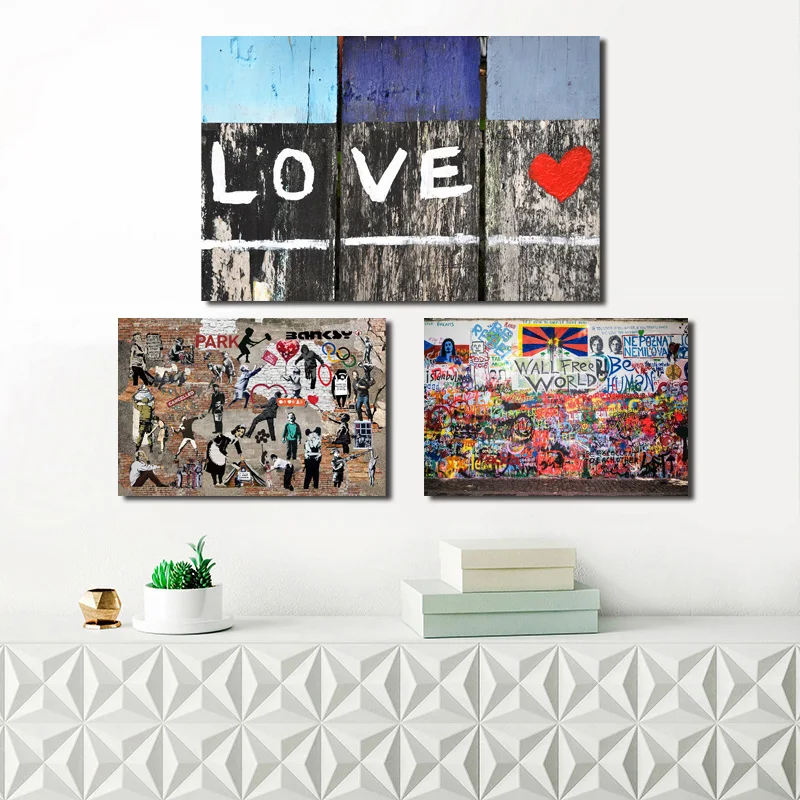 

Funny Graffiti Street Canvas Painting Print Living Room Home Decor Modern Wall Art Oil Painting Poster Salon Pictures Framework