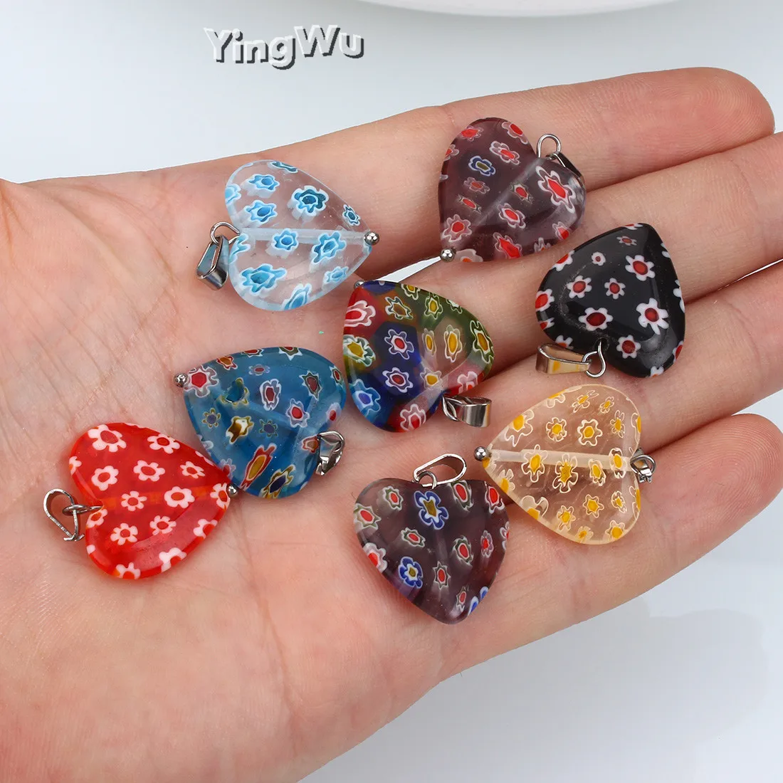 Yingwu 20 шт. оптовая продажа милые мм смешанные стеклянные подвески milleflower в форме