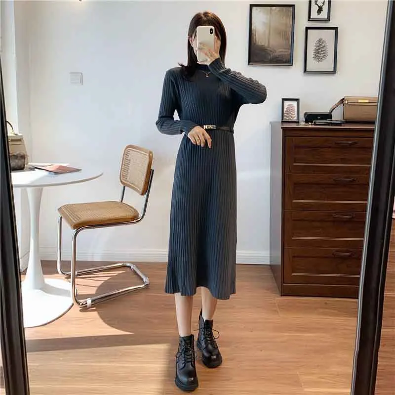 

Dress Simple Women Wool Blend Straight Knit Maxi Dress Women