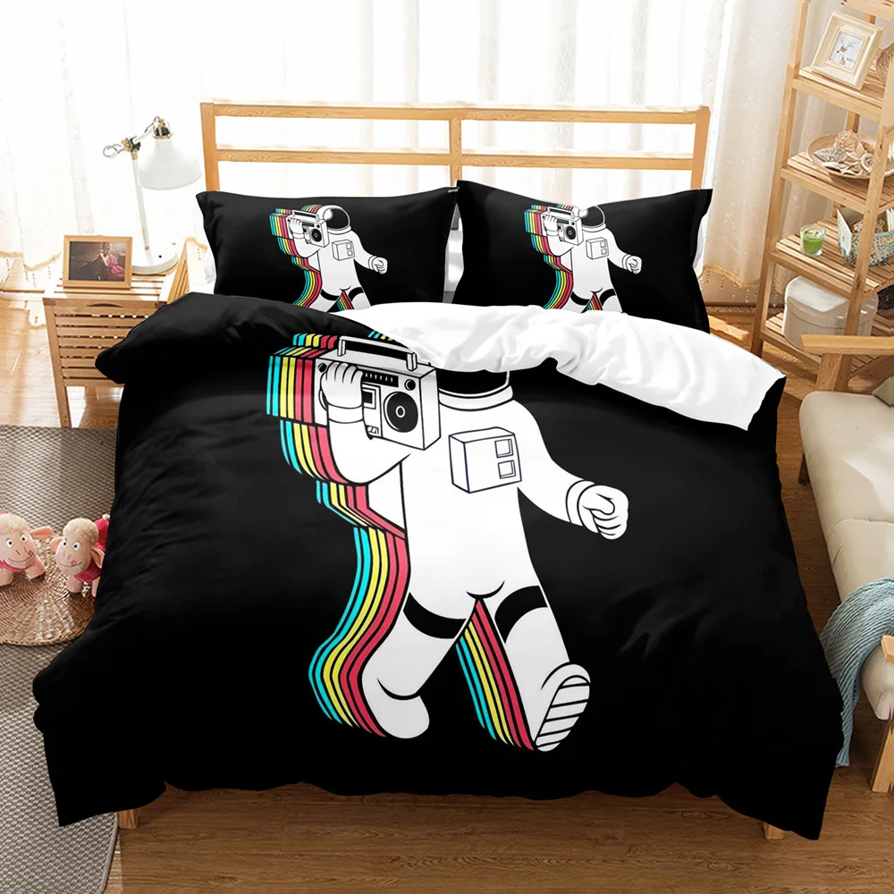 

Rainbow Astronaut Space Bedding Set For Bedroom Soft Bedspreads For Bed Linen Duvet Cover Quilt for Adults and Kids