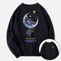 moon dolphin sweater pullover mens autumn and winter warm cotton sweatshirt creative design casual hoodie pullover