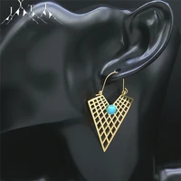 geometry hollow stainless steel stone hoop earing india women gold gold color earings bohemia jewelry pendientes aro e9300s04