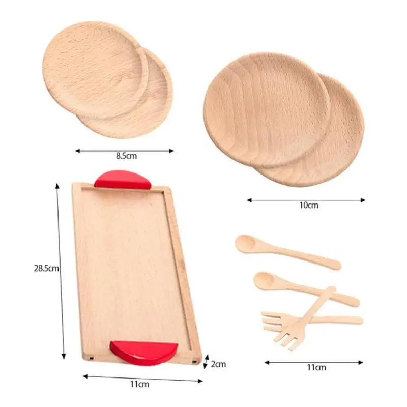 

1Set Wooden Tableware Tools Tea Pot Tea Cup Teatime Party Play Toy Dollhouse Miniature Kitchen Tableware Accessories for