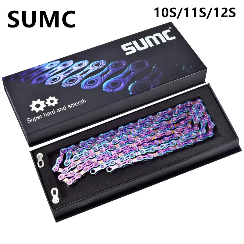 SUMC велосипедной цепи красочные инструмент для демонтажа цепи велосипеда(10/11/12 Скорость Сверхлегкий полу-дутая цепочка цепь цветов радуги w/Magic с пряжкой