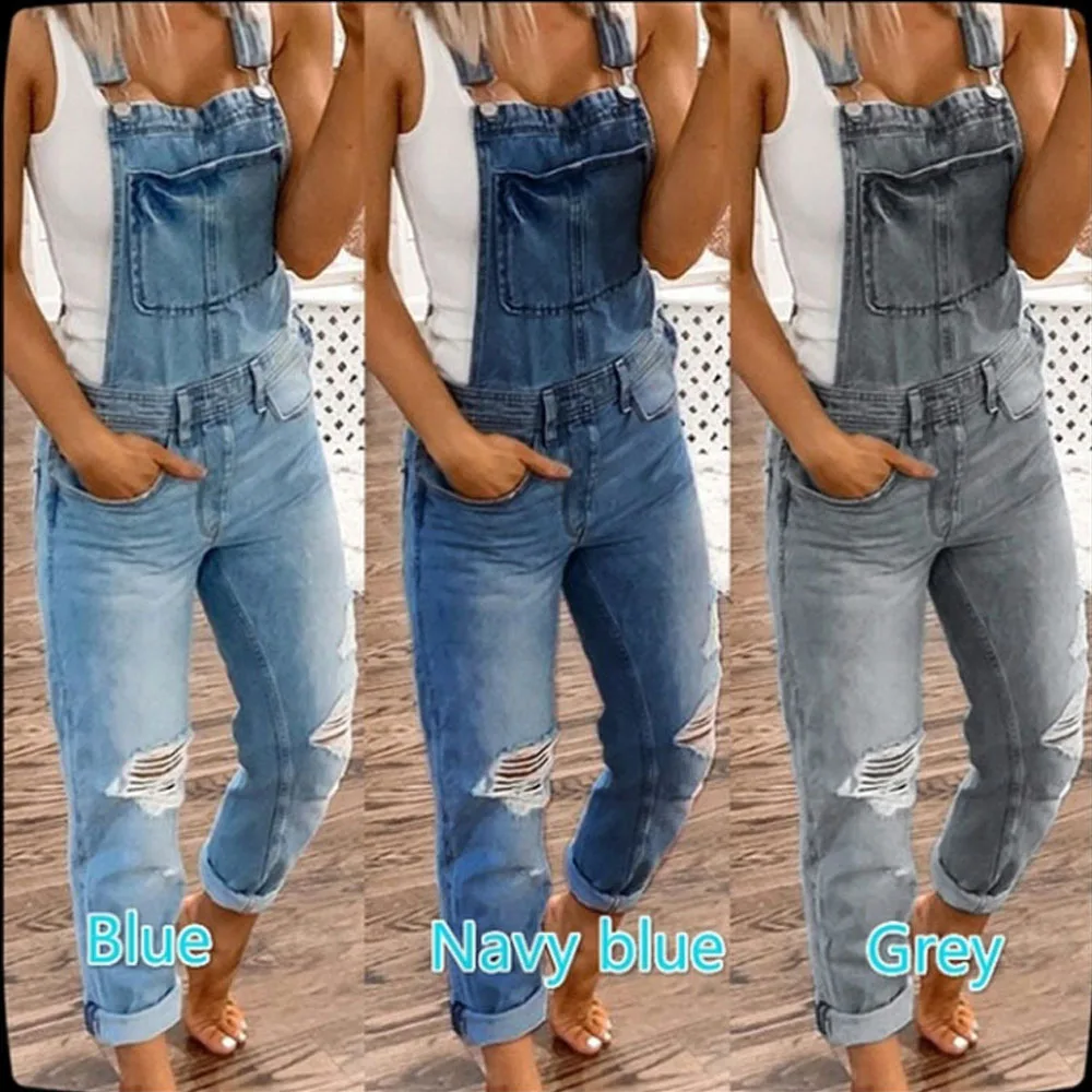 Fashion Women Ladies Baggy Denim Cross Border Special Jeans Bib Full Length Overalls Loose Casual Jumpsuit Hot Suspender 6017