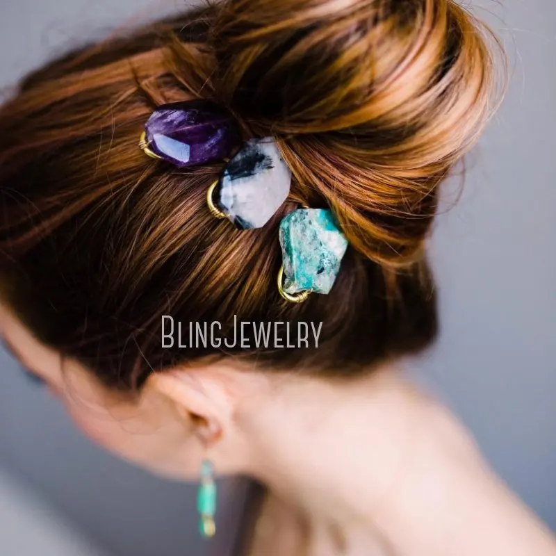Hair Sticks Rose Quartz Amethyst Stone Gem Hair Pin Hj31837