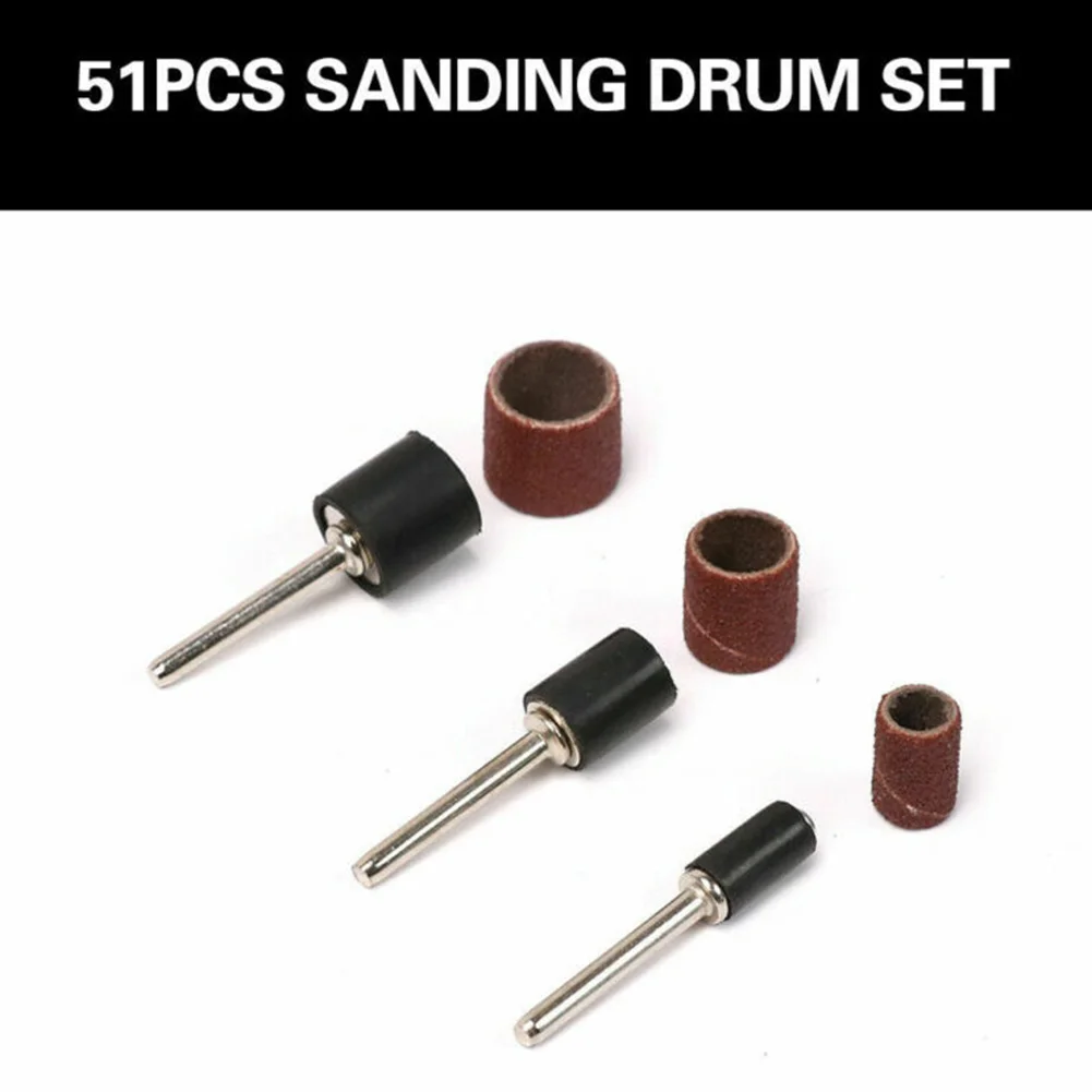 

51pcs/set Sanding drum 1/8" shank Mandrel 120 Grit For wood metal plastic