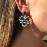 drop earrings devil eye heart shaped pearl pendant dangle earring rhinestone stud earring women party charm jewelry gift