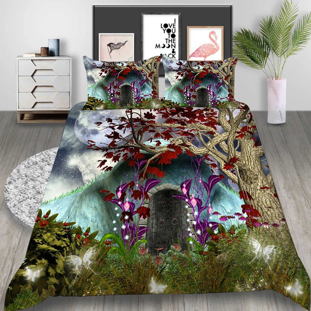 Golden Bedding Set Thumbedding клен постельное белье с узором из листьев комплект King Размеры простой художественный пододеяльник для двуспальной кровати близнец полный двойной один уникальная дизайнерская кровать набор - Цвет: Golden Bedding Set