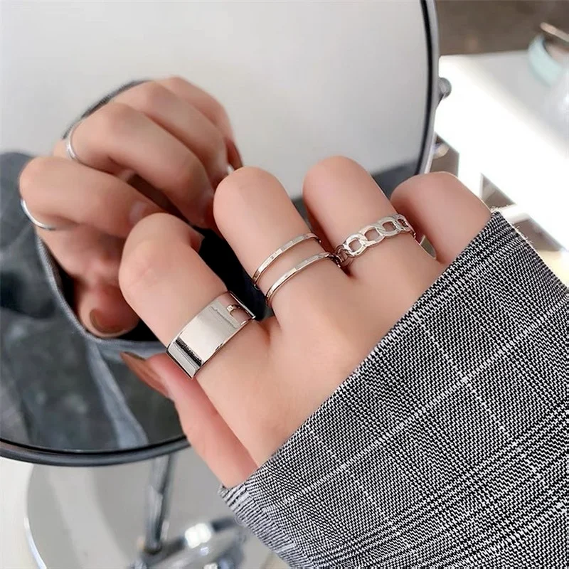 

2020 Fashion Simple Design anillos Vintage Silver Color Joint Rings Sets for Women Jewelry Korean Version Joint Rings