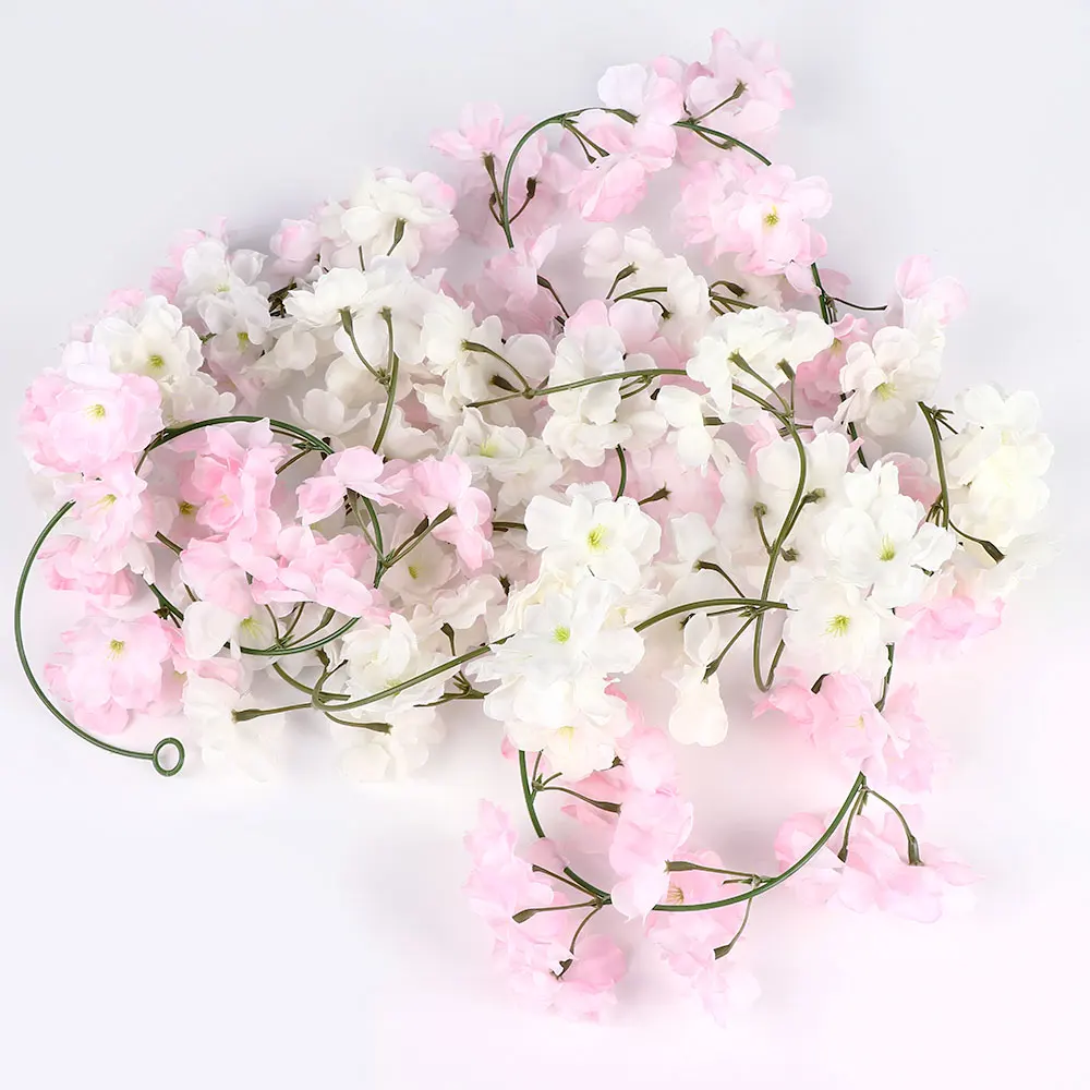 Сакура Вишневый цветок ротанга свадебное украшение арки лоза искусственные