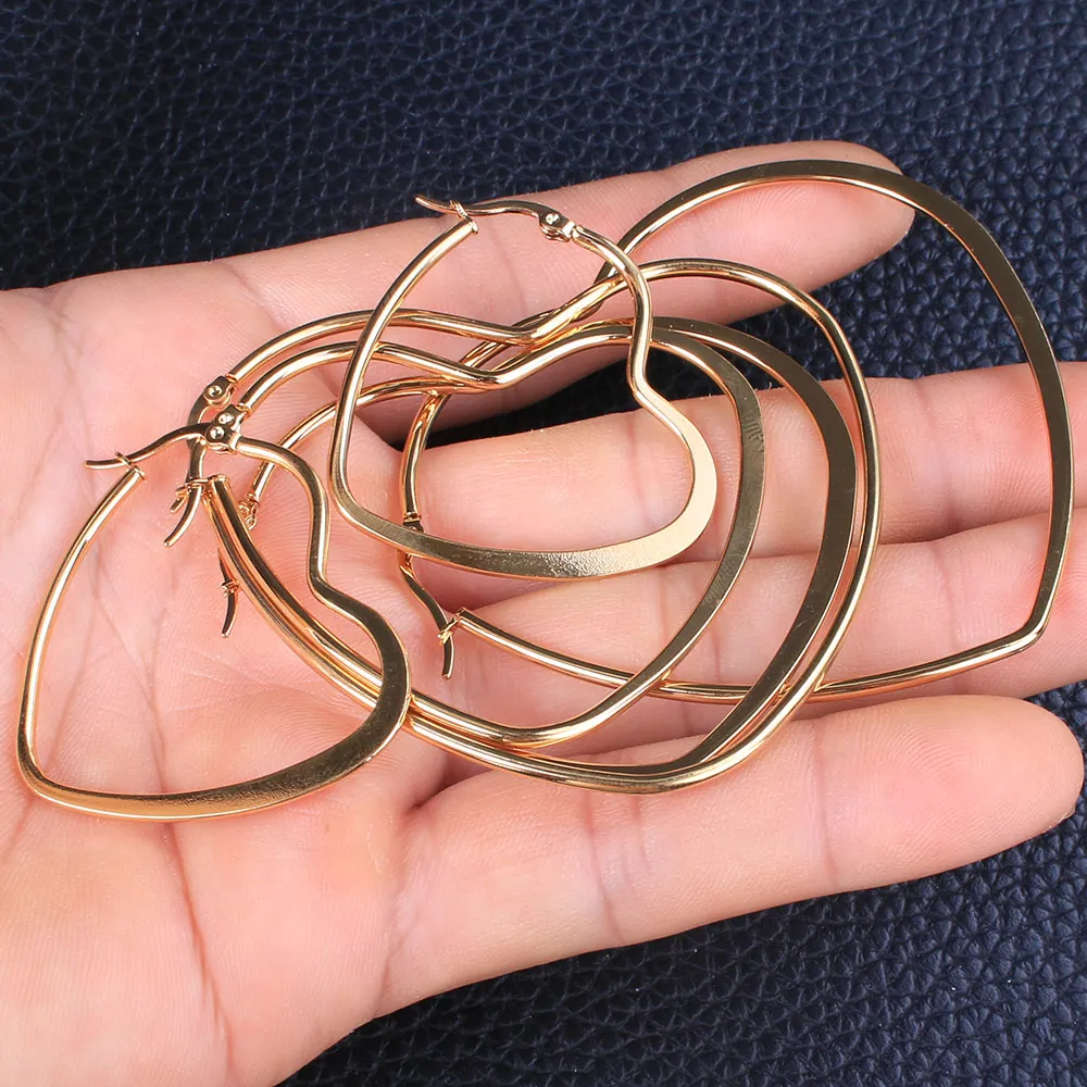 Серьги капельки с большим сердцем золотые модные ювелирные изделия из