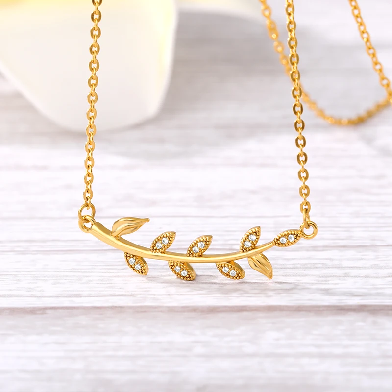 Boho Vintage Zircon Crystal Leaf Pendant Necklaces For Women Choker Gold Clavicle Chain Female Jewelry Bijoux Collier | Украшения и
