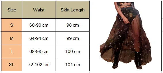 

Fashion 2020 Women Mesh Beach Cover-Ups Star Embroidery Mesh Skirt Sequined Transparent Beach Wear Long Tulle Maxi Skirt