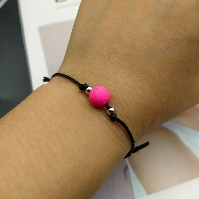 2 шт./компл. цветной лавовый камень натуральный браслет из бусин черная нить