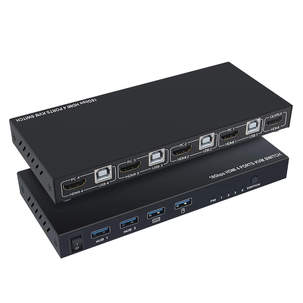 

2/4 Ports 4 IN 1 Out HDMI-compatible KVM Type C Switch Splitter for Sharing Monitor Keyboard Mouse Adaptive support EDID/HDCP