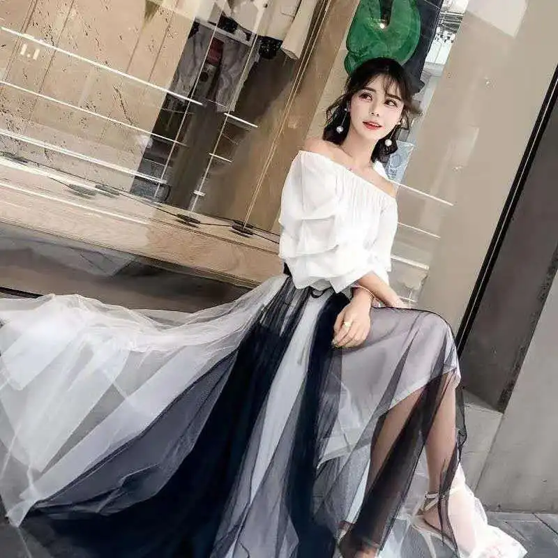 Женская юбка из тюля Длинная пляжная винтажная эластичная с высокой талией весна