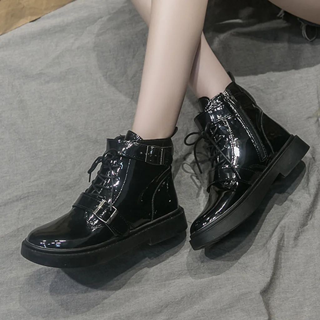 Ботинки в байкерском стиле женские осенние ботинки винтажном из