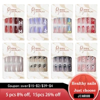 press on nails art fake nail false accesorios tips acrylic stick coffin glue french with full cover designs long artificial