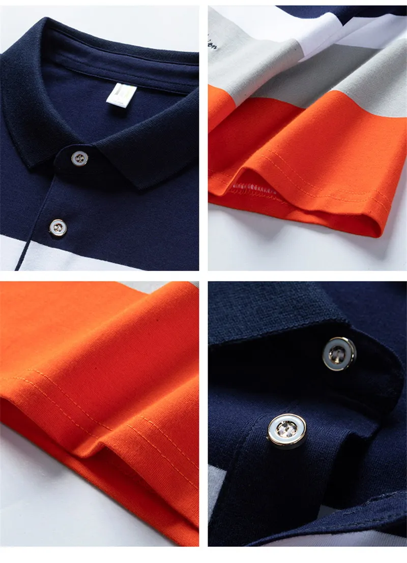 

2020 summer new cotton men's POLO shirt business casual lapel tops men's short-sleeved striped breathable elastic tee 1125