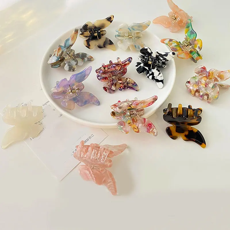 

1PC Gradient Tie-Dye Colored Barrettes Women Fashion Acetate Resin Hairpin Acrylic Hair Accessories Women Butterfly Hair Claw