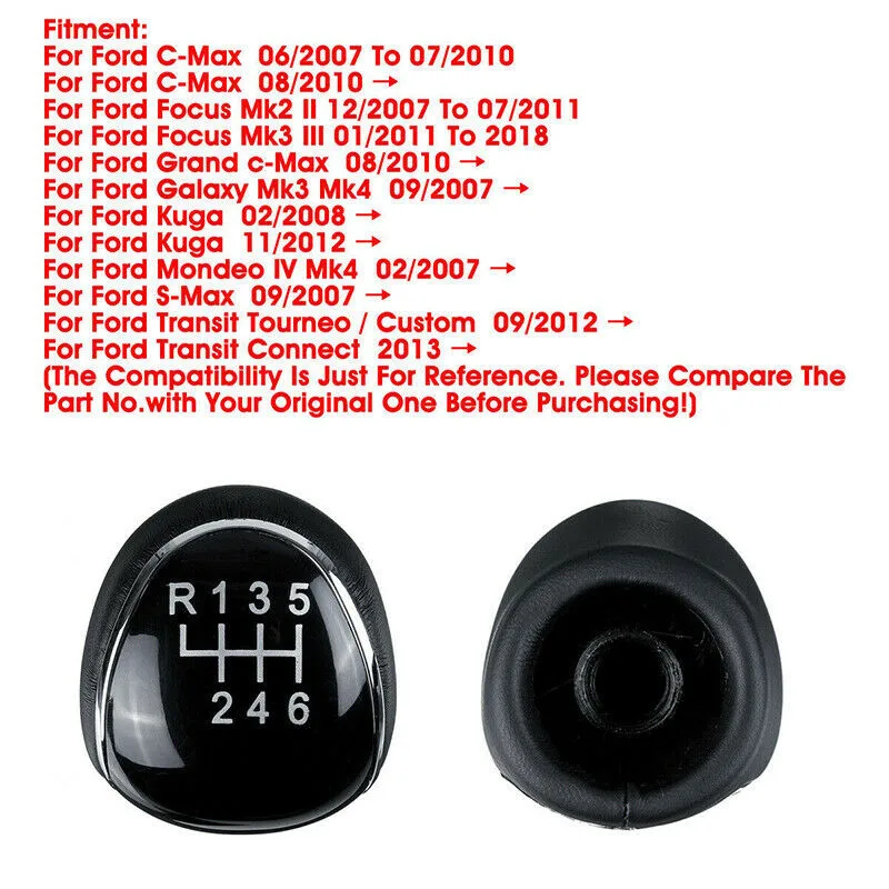 

6 Speed Car Shift Gear Knob Fit For Ford Focus S-Max Mk4 S-Max C-Max Mk2 Trans ABS Shift Knob Interior Black Gear Shift Knob