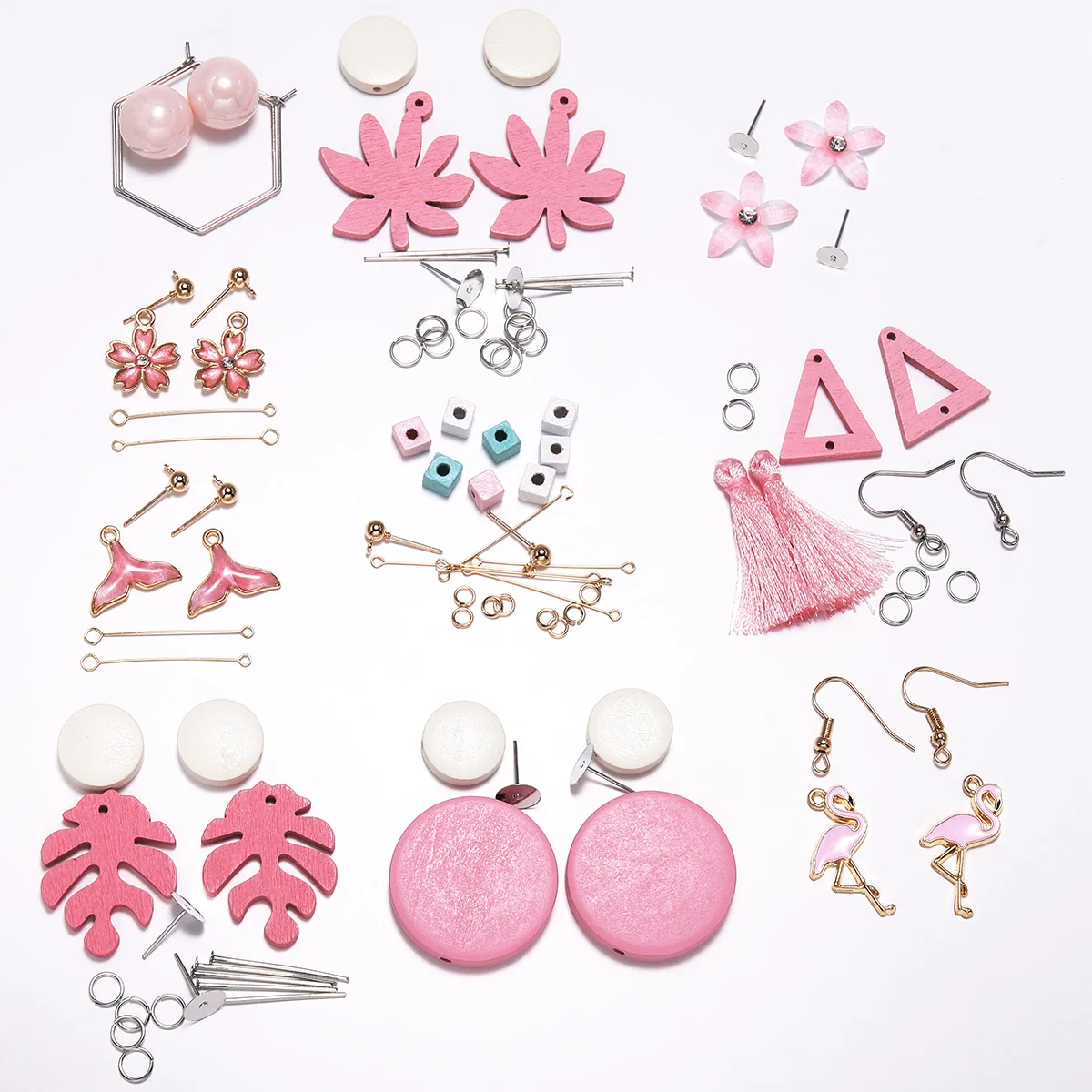 Розовые сказочные стильные серьги DIY Ювелирная посылка в форме листа милые