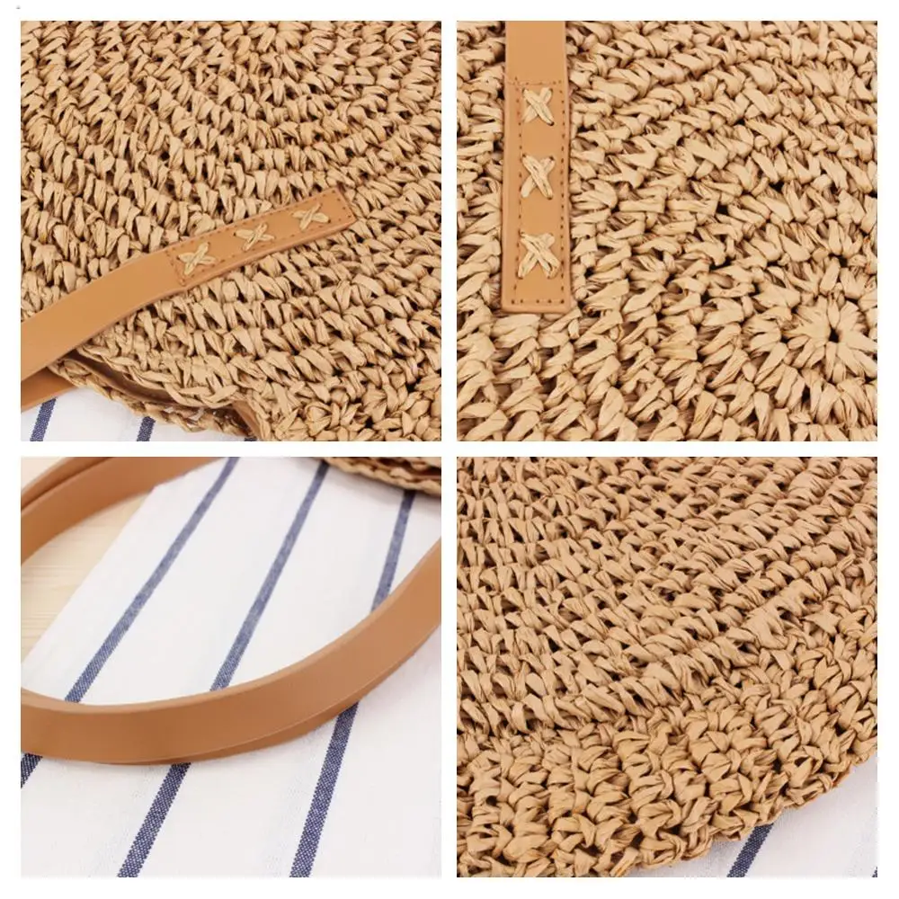 Соломенные сумки для женщин 2020 вместительные круглые пляжные на плечо складная