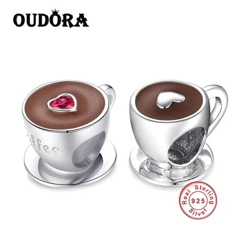 

Женский браслет-Талисман из серебра 925 пробы, в виде чашки кофе с сердцем