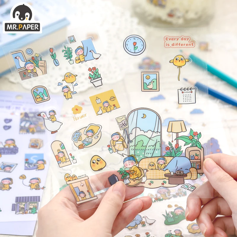 

Mr Paper 4 Designs 2 Pcs/bag Cartoon Style Girl's Daily Series Creative Cute Hand Account DIY Decor Collage Material Stickers