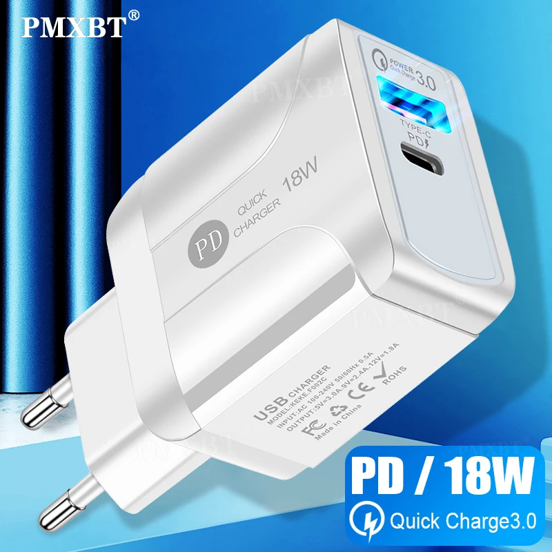 Dual USB Автомобильное зарядное устройство PD 18 Вт Quick Charge 4 0 3 быстрое для iPhone 11 8 Xs iPad C