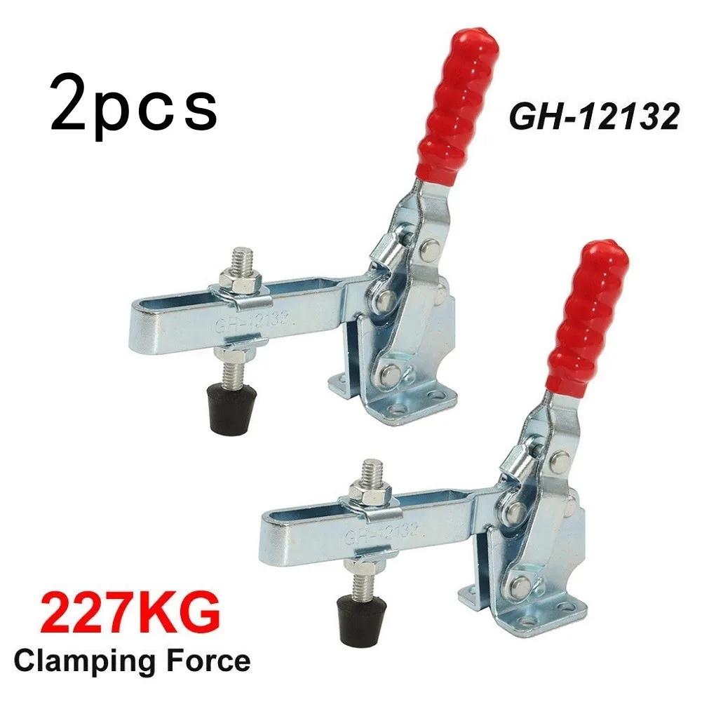 

2pcs Toggle Clamp 500lbs Holding Capacity Quick Release Handle Vertical Type Toggle Clamps Galvanized Iron Hand Tools Parts