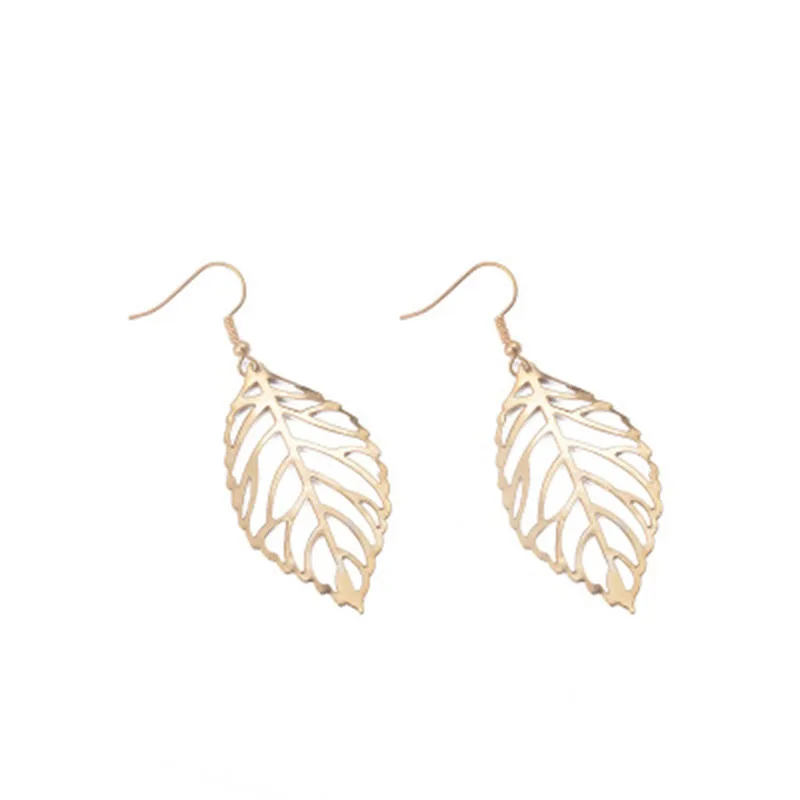 2019 Pendientes Mujer Новая Модная бижутерия оптом полые металлические листья Висячие