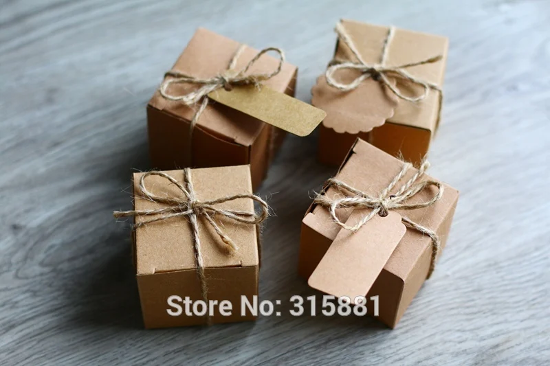 Крафт-бумаги Бумага квадратной формы шоколада Коробки пользу Baby Shower коробка