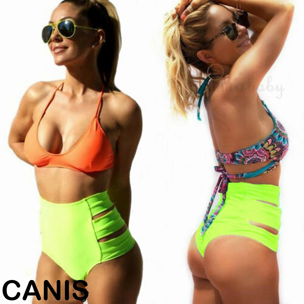 Сексуальное женское бикини стринги купальник летняя мода с рюшами высокая талия