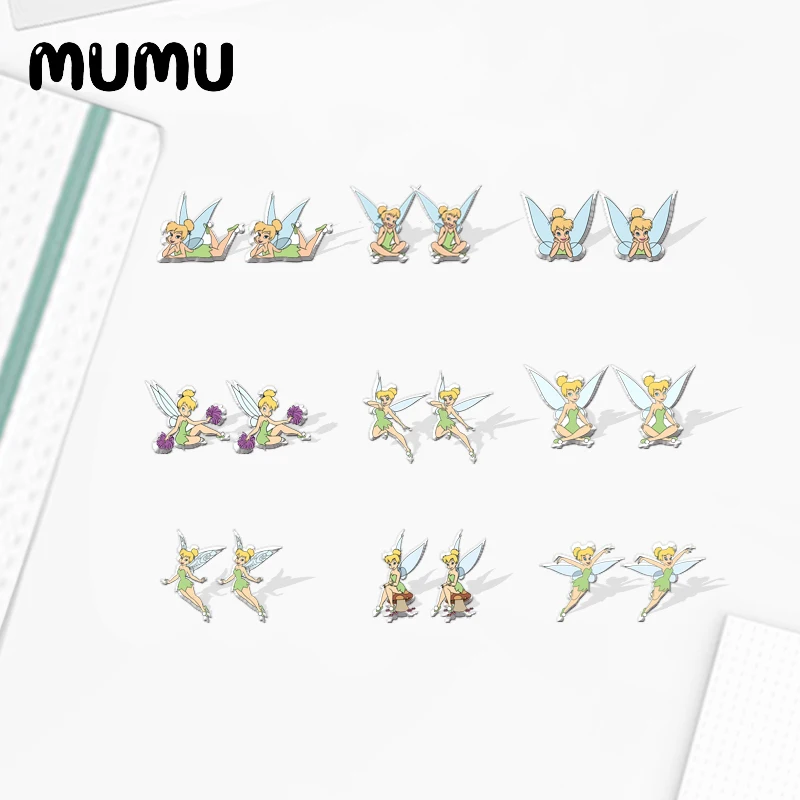 

Серьги-гвоздики Tinkerbell, из 2021 акрила, ручной работы, эпоксидные украшения