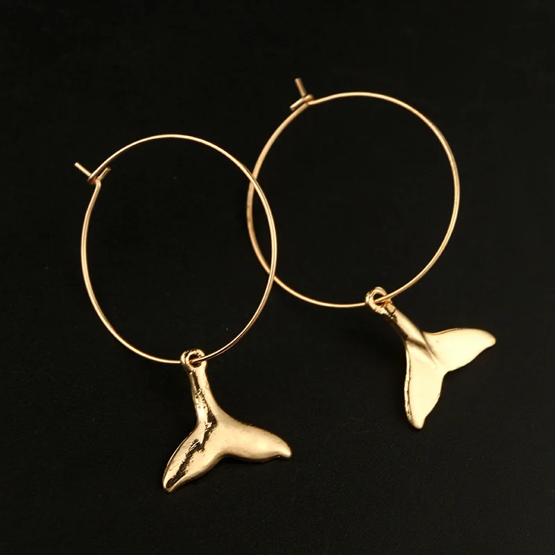 VIVILADY Симпатичные серьги-кольца в виде дельфина женское золото летние пляжные