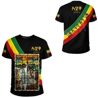 tessffel ethiopia africa county flag reggae retro tribe lion 3dprint menwomen summer funny short sleeves t shirts streetwear b1