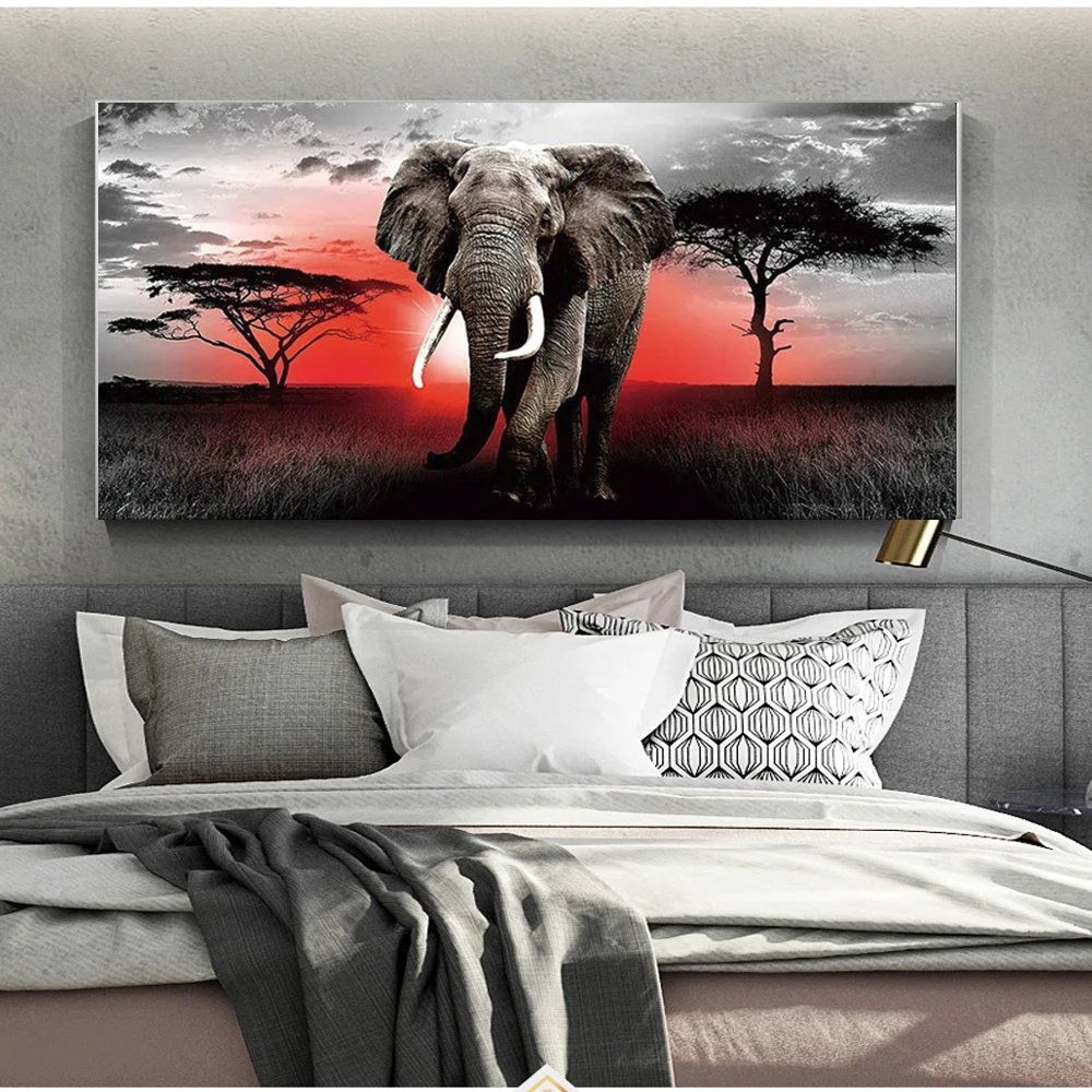 Алмазная 5d мозаика сделай сам С закатом африканский слон алмазная живопись