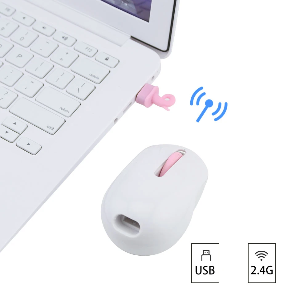 Беспроводная Бесшумная игровая мини-мышь 2 4 ГГц милая мультяшная USB-мышь с