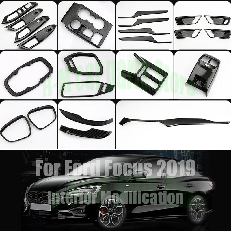 

Подлокотник для внутренней двери Ford Focus 2019, АБС-пластик, кнопка для подъема окон, отделка для интерьера, модификация, карбоновое волокно, вну...