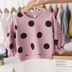 2019 Autumn Winter Sweaters Newborn Kid Baby Girls Clothes Long Sleeve Polka Dot Pullover Tops Knitted Cotton Kids 1-6T | Мать и ребенок