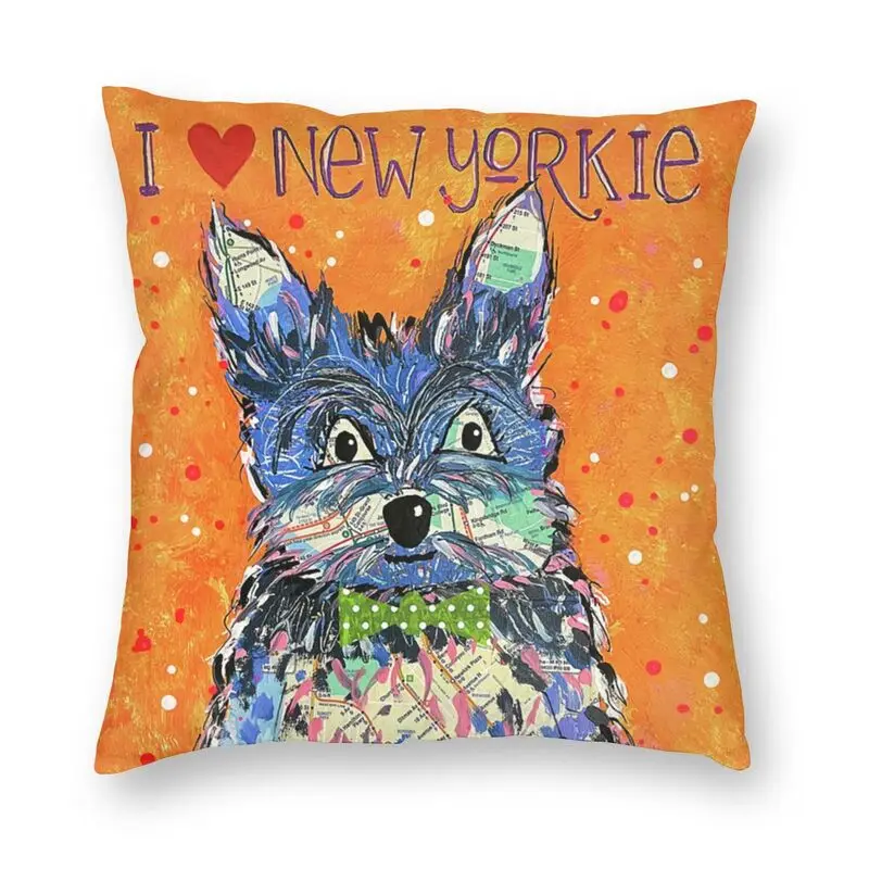 

Yorkshike Terrier Dog Cushion Cover 45x45cm Pet Portraits I Love New Yorkie Velvet Modern Pillow Case Living Room Decoration