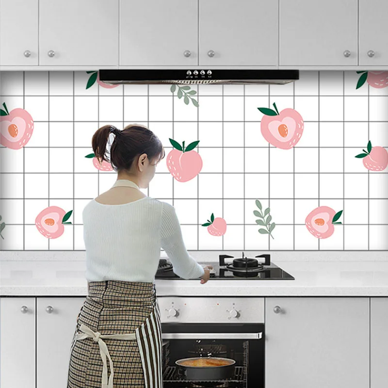 

Kitchen Wallpaper High Temperature Paste Self-Adhesive wall paper Foil Waterproof Bathroom Kitchen Wall Sticker Home Decor