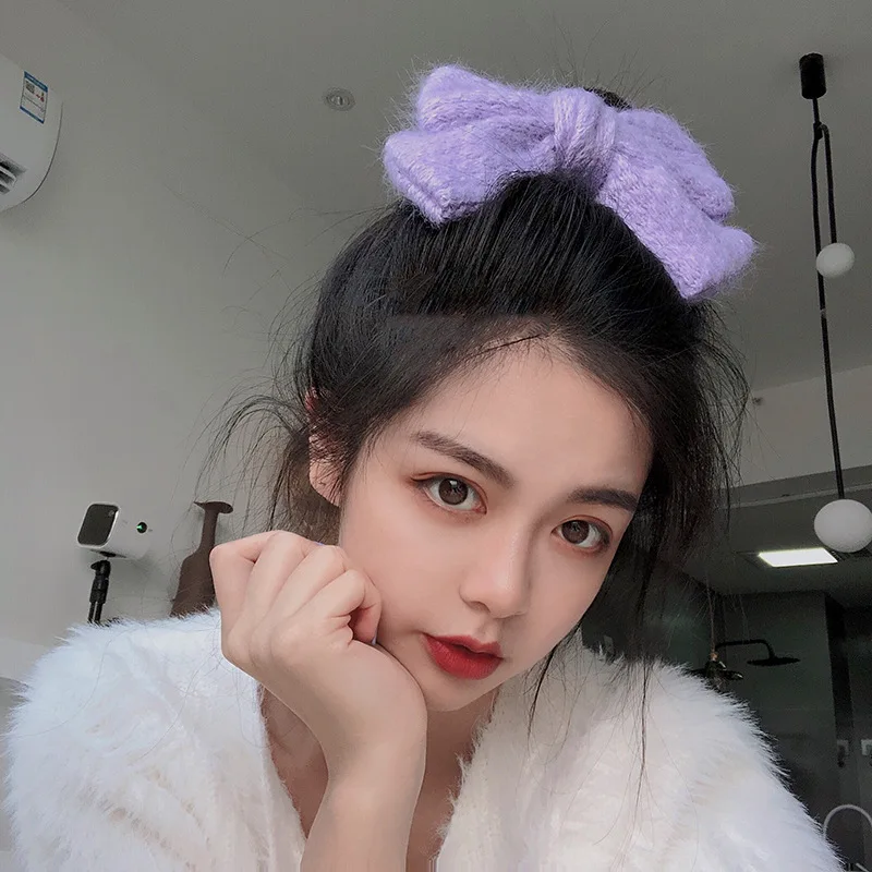 

Headbands for Women Crab Hair Clip 2020 New Wool Knitted Big Bow Back Head Hairpin Clip Headdress Hair Accessor for Hair